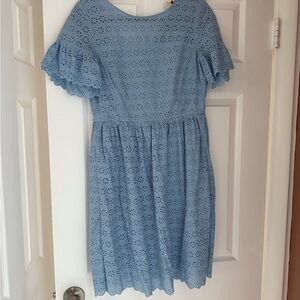 Brooks Brothers Blue Eyelet Midi Dress